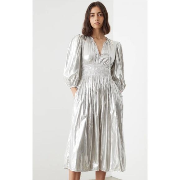 Ciao Lucia Dresses & Skirts - Ciao Lucia Metallic Georgina Foiled Satin Midi Dress Size medium